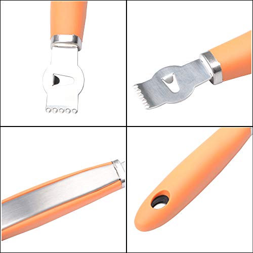 MUZOCT Stainless Steel Lemon Zester Grater with Channel Knife and Hanging Loop Kitchen Peeler Tool - Thumbnail 3