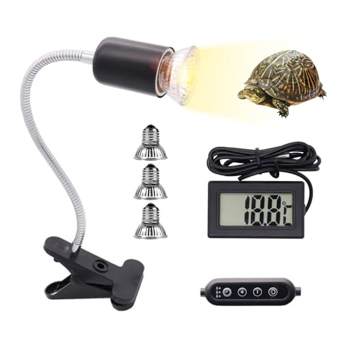 YANGUN Lampe Chauffante Tortue, Reptiles Lampe Tortue Terrestre, Lampe Chauffante Tortue Terrestre avec 3 Ampoules Lampe Chauffante et thermomètre, pour...