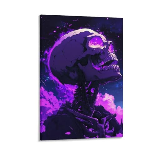 Tête de mort murale peinture sur toile pour couloir et chambre