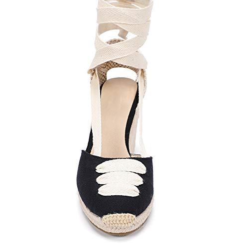 Image of Women's Espadrille Wedge Sandals Closed Toe Lace-Up Shoes