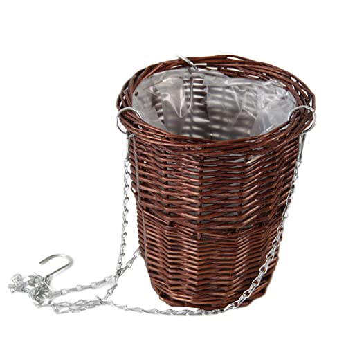 Gyasvwu Artificial Flowers Hanging Basket With Chain Hook For Outdoor/Indoor, Artificial Hanging Plant In Basket,Handmade Wicker Basket For Patio Lawn Garden Decor #TOP1
