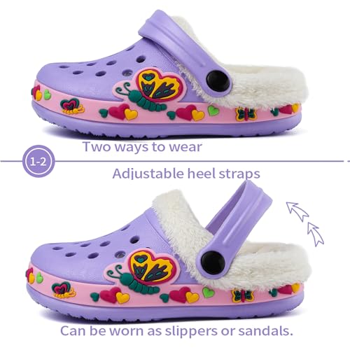 Image of Toddler Lined Clog Slippers Winter Garden Sandals Kids House Shoes Warm Slip On Sneakers Cartoon Slides for Boys and Girls Children Indoor Outdoor