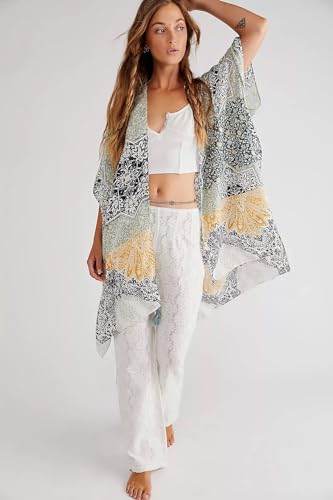 Image of Spicy Sandia Kimonos for Women Floral Beach Cover Up Loose Swimsuit Bathing Suit Coverup Cardigan for Summer Swimwear