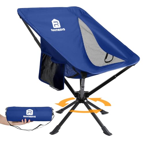 Image of Raynesys Portable Camping Chair 1 Pack, 8 Seconds Quick Setup Folding Camping Chair, Flexible 360 Rotation, 3.8Lb Lightweight Travel Chairs for Easy Carry to Hiking, Sporting, Beach, Blue