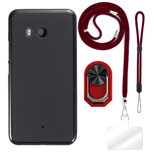 Funda TPU con Correa de Muñeca, Cordón y Soporte de Anillo Compatible con HTC U11, Antigolpes, Delgado, Ajustable, Manos Libres, Resistente