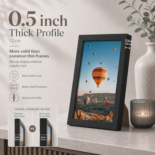 Image of JCJMY 6x9 Picture Frame Black for Wall Hanging or Tabletop- Wall Mounting Horizontally or Vertically, 6 x 9 Wall Gallery Poster Photo Frame for 6 by 9 Photos, Black