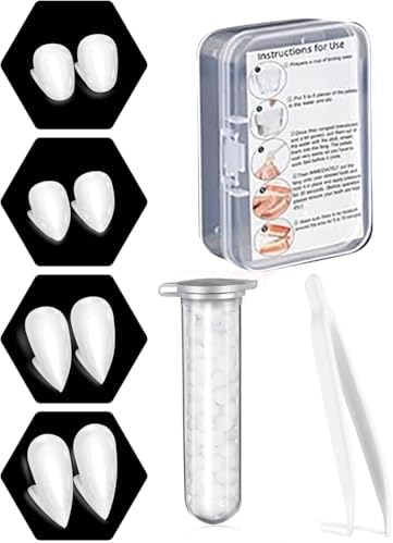 4 Pairs Vampir Zähne Kit 4 Größen Vampirzähne Halloween Cosplay Vampir Fangs Gefälschte mit 1 Rohr Zähne Pellets Klebstoff für Party Cosplay, Halloween, Demon, Witch