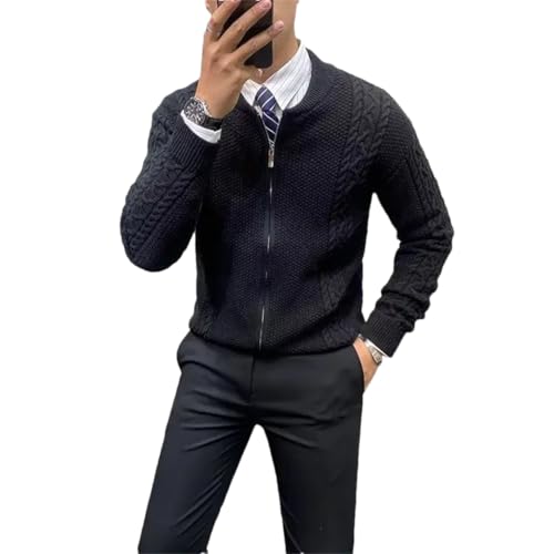 Men's Zipper Knitted Cardigan Twisted Sweater Jacket