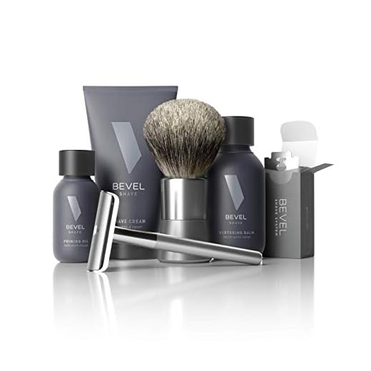 Shaving Kit for Men by Bevel - Starter Shave Kit, Includes Safety Razor, Shaving Brush, Shave Creams, Oil, Balm and 20 Blades. Clinically Tested to Help Prevent Razor Bumps