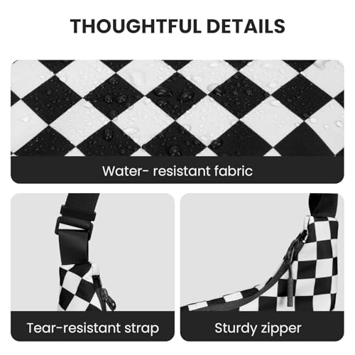 Image of Lushandy Nylon Crescent Crossbody Bags for Women, Medium Slouchy Hobo Crossbody Bag Checkered Purse Luna Bag for Travel