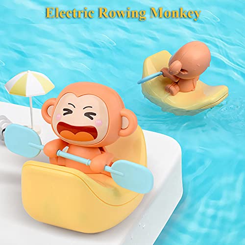 Nextake Monkey Banana Boat Bath Toy, Funny Electric Rowing Boat Bathtub Toy Monkey Boating Floating Water Toy Monkey Kayak Tub Toy For Kids #TOP1
