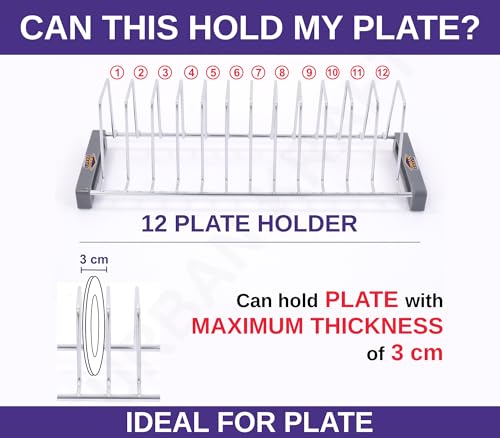 Image of URBAN KRAFT Modular Kitchen Basket Plate Fixer Set of 2 /Tandem Box Drawer for Kitchen /Plate Organizer for Kitchen Cabinet /Saucer Rack Holder