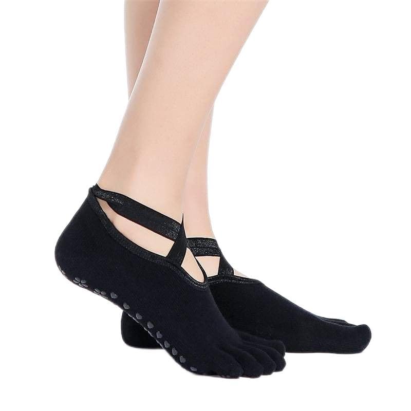 PILATSY Yoga Socks. Non-slip Skid Five Toe Socks with Grip for Pilates, Ballet, Barre, and Barefoot Workouts