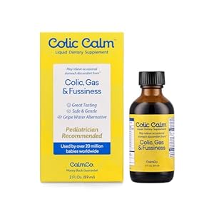Colic Calm Infant Gripe Water for Colic, Helps Fussiness, Upset Stomach, and Baby Gas Relief, 2 fl oz (Pack of 1)