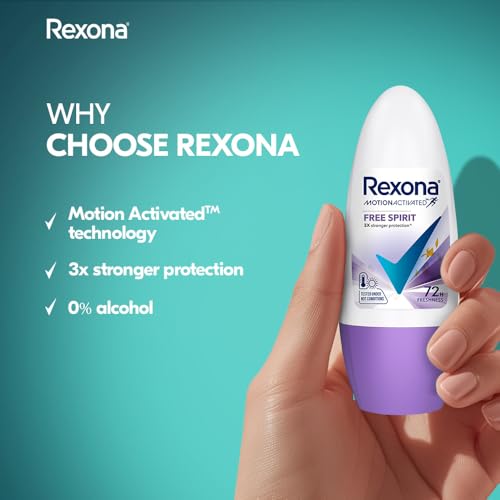 Image of Rexona Motion Activated Roll-On | Free Spirit Underarm Deodorant for Women | up to 72Hr sweat+odour defence | 45 ML (Pack of 2)