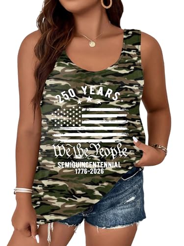Image of Ithalt Plus Size 4th of July Tops for Women American Flag Tank Tops USA Patriotic Shirts Red White and Blue Sleeveless