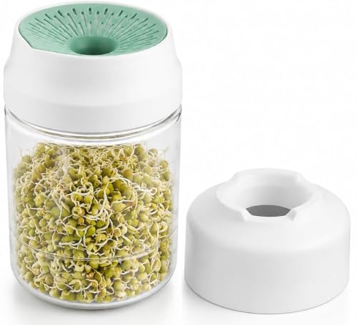 Image of KESI ORNAMENTS Sprout Maker Jar for Home Use with Strainer Drainage Lid,1000ml BPA Free Plastic Sprouting Container for Moong,Chana,Lentils & Beans,Easy Healthy Sprouts Growing Jar for Indian Kitchen