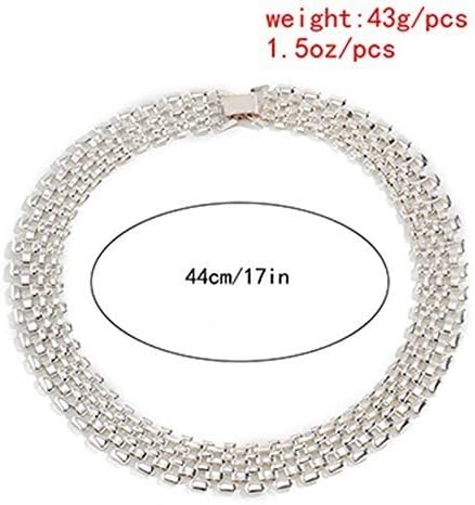 Bapao Necklace Punk Hip Hop Chunky Hollow Out Chain Necklace Silver Color Linked Wide Chokers Necklaces for Women Statement Jewelry Silver - Image 5