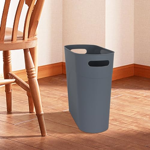 Image of 2 Pack 3.2 Gallon Plastic Trash Cans for Bathroom, Small Waste Bins with Handles, Compact Garbage Containers for Narrow Spaces, Recycle Wastebaskets for Office, Kitchen, Bedroom, Living Room (gray)