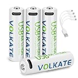 4000mWh USB Rechargeable AA Batteries, 4 Pack 1.5V High Capacity Lithium Batteries AA Size with Charging Cable, for Blink Doorbell Camera, Toy, Game, Remote Controller, Flashlight