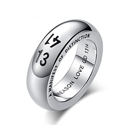 Bague Feng Shui rétro 1314 en acier titane pour sceller votre promesse d'amour