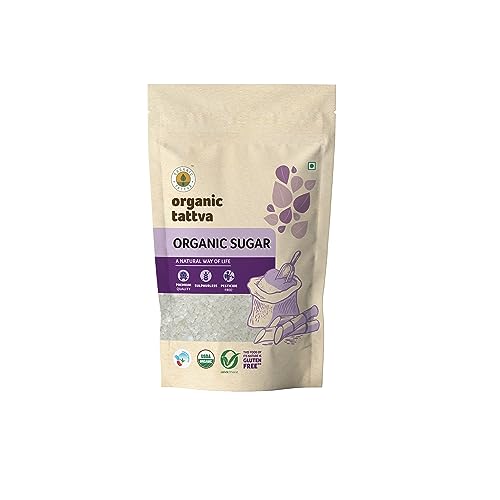Image of Organic Tattva White Sugar,1KG, Sulphurless, Natural Cane Sugar, Pack of 5