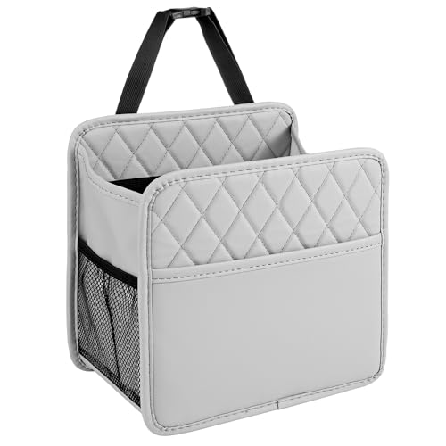Image of LXUNYI Car Seat Organizer, Updated Large Leather Backseat Car Organizer with Cup Holders Multifunctional Over the Seat Storage Organizer Bag Hanging Back Seat Organizers for Kids (Gray 1Pack)