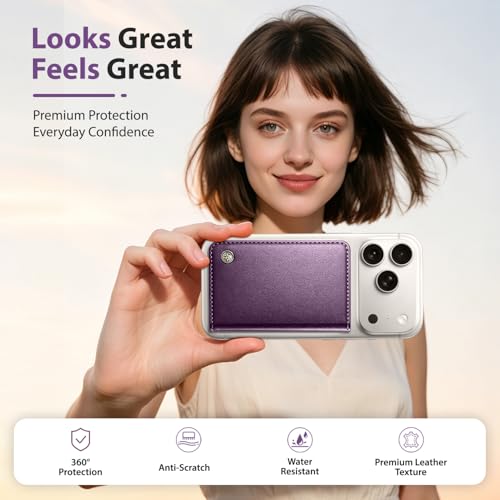 Image of Magnetic Wallet for iPhone, Detachable Magnetic Card Holder Compatible with MagSafe, RFID Blocking Magnetic Phone Wallet with Kickstand for iPhone 17 /16 /15 /14 /13 /12 Series, Purple