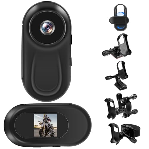 Action CAM, Cámara Deportiva 360° & HD 1080P Cámara de Casco Mini Cámara de Video Corporal con Pantalla de 0.85'', Cámara de Acción soporta Visión Nocturna Automática para Moto y Bicicleta