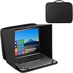 HoYiXi Universal Foldable Laptop Sun Shade & Privacy Shield - Fits 15-16 inch Laptop - Blocks Sunlight, Protects Privacy, Working Outdoor Travel,Anti - Glare,Laptop Sleeve Bag,(Have Patent)-Black