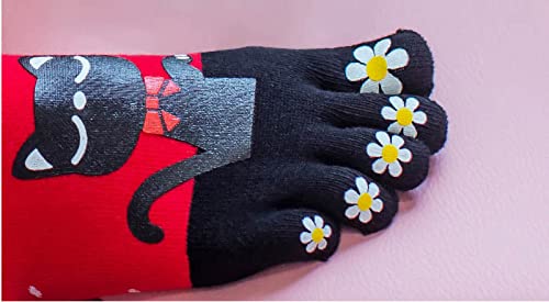 Image of acdiac Women's Cotton Toe Socks,five Finger Socks,Funny and Funky cartoon theme sport Toe Socks