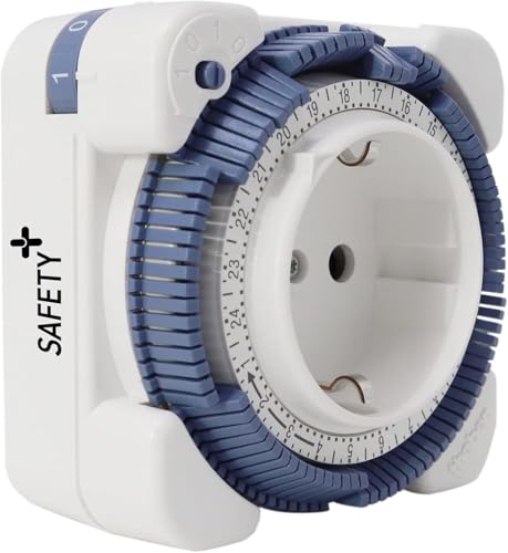 Theben 0260833 Timer 26 Safety-Plus I Mechanische Steckdosenschaltuhr I Steckdosentimer I Analoge Zeitschaltuhr I Tagesprogramm I Erhöhter Berührungsschutz I Für Kinderzimmer, Kindergarten, Schule