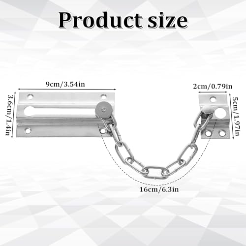 1 Packung Sicherheitstür-Kettenschloss, 1 Sets Türkette Diebstahlsicherungskette Edelstahl Sicherheitskette Panzerriegel Wohnungstür Tür Schloss Innen Türkette Haustür für Hotel Familie Innentüren