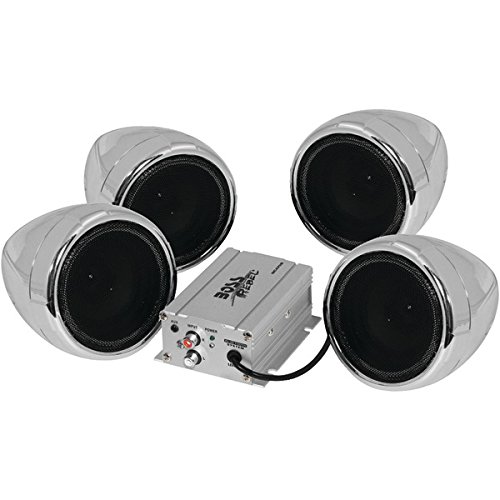 BOSS Audio MC470B 1,000-Watt Chrome Motorcycle/All-Terrain Speaker & Amp System (Bluetooth® Audio Streaming)