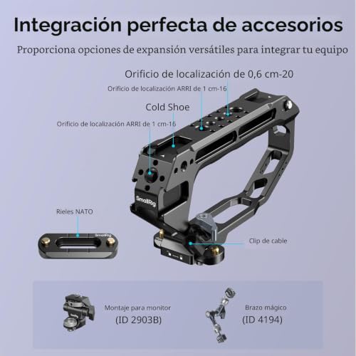 Mango superior SmallRig con abrazadera NATO 5661 estilo D para jaulas de cámara 5