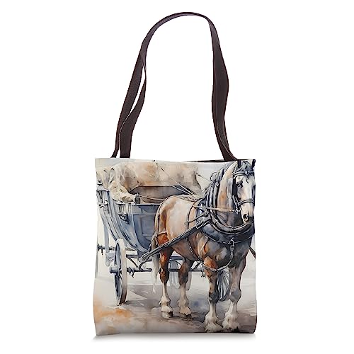 Horse With A Carriage. Horse Pulling Carriage, Ride, Steed Tote Bag