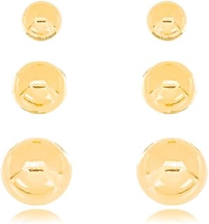 Trio de brinco liso banhado a ouro 18k