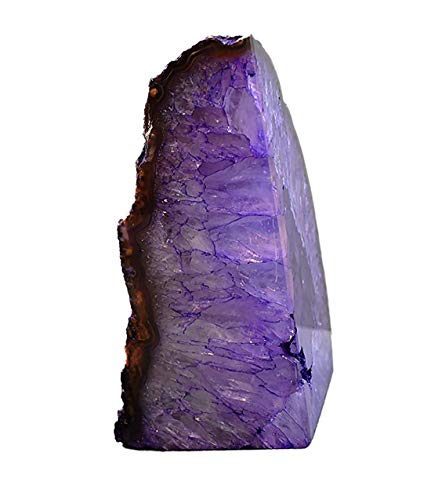 JIC Gem Book Ends for Shelves Dyed Purple Agate Bookends Natural Geode Brazilian Rock Stone Book Ends Decorative with Rubber Bumpers Small Size(1 Pair, 2-3 LBS)