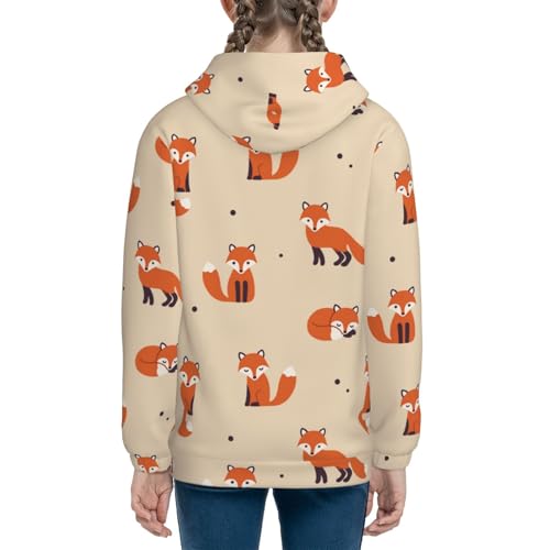 Vintage Cute Little Red Fox Kids Pullover Hoodies Boys Sweatshirts Girls Athletic Clothes with Pocket4