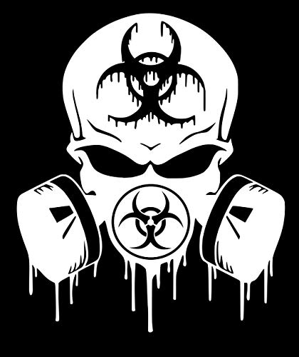 UR Impressions MWht 20in. Skull Dripping Biohazard Respirator Decal Vinyl Sticker Graphics for Cars Trucks SUV Vans Walls Windows Laptop|Matte White|20 X 18.1 inch|UR734-MW