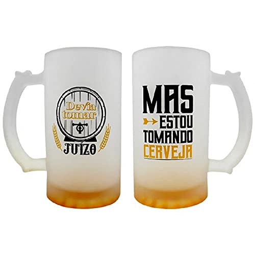 2 Caneca de vidro chopp cerveja Devia tomar juizo 450ml