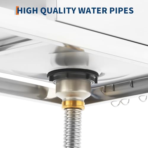 Image of Garvee 47 Inch Commercial Utility Sink with Faucet, Freestanding Stainless Steel Sink with Workbench & Storage for Kitchen, Laundry, Garage, Outdoor