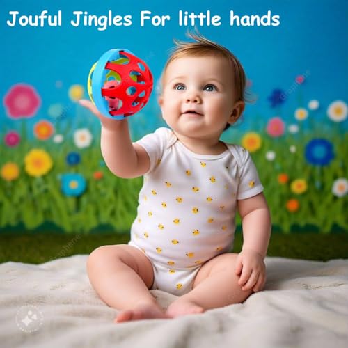 Image of Graphene Rattle Ball Non-Toxic Teether for Infants Babies Shaking Baby Ball Bath Toy Early Development Toy for New Born Infants (Multicolor) (Pack of 1)