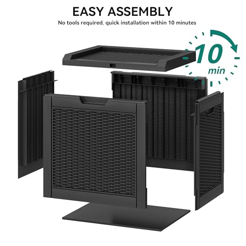 YITAHOME 32 Gallon Deck Box, Resin Storage with Lockable Lid & Side Handles, Indoor Outdoor Small Container for Patio Cushion, Garden Pool Accessories, Backyard Furniture, Water Resistant