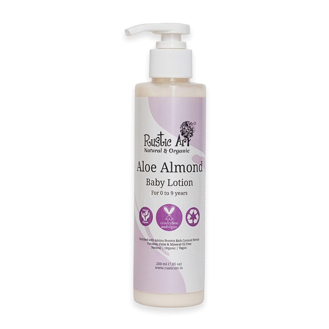 Rustic Art Organic Aloe Almond Baby Lotion | Enriched with Coconut Nectar & Coconut Milk | 0 to 9 years | 200ml-picture-18