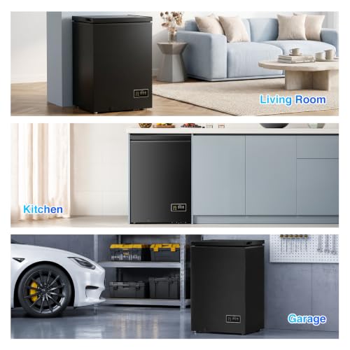 Image of Kismile 3.5 Cu.Ft Compact Chest Freezer, Ultra-Low Temperature Deep Freezer (-40F to 14F), Energy-Efficient, Digital Adjustable Thermostat, Top-Opening Door with 2 Removable Baskets, Black