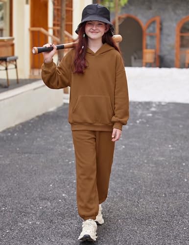 Image of Arshinet Girls 2 Piece Outfits Hoodie Sweatsuit Sets Oversized Sweatshirt and Baggy Fall Fashion Sweatpant with Pockets