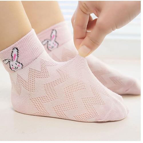 Toddler Socks, Pack of 5 Pairs Breathable Cotton Socks for Kids Age 2-12 Years with Mesh Fabric and Stretch Design4