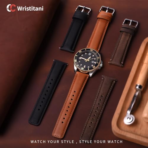 Image of Wristitani 3 Pack 18 /19 /20 /21 /22 /24mm Top Genuine Leather Watch straps | Vintage Wristband Suitable for Classic Quartz Mechanical Smartwatches for Men