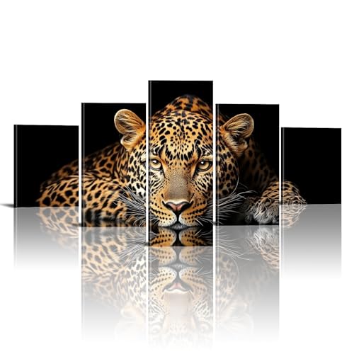 Leopard Canvas Wall Art 5 Piece Set Abstract Cheetah Painting